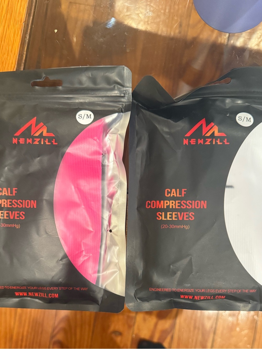 NEWZILL Women's Calf Compression Sleeves - Pink/White (S/M) Bundle of 2